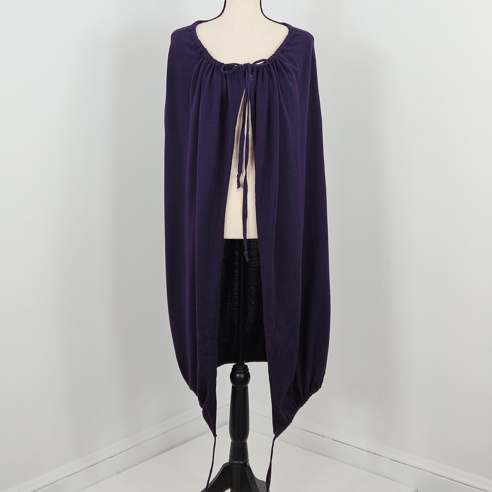 Bryn Walker Cape Vest Womens L Purple Cotton Cashmere Lagenlook Draped FLAWS